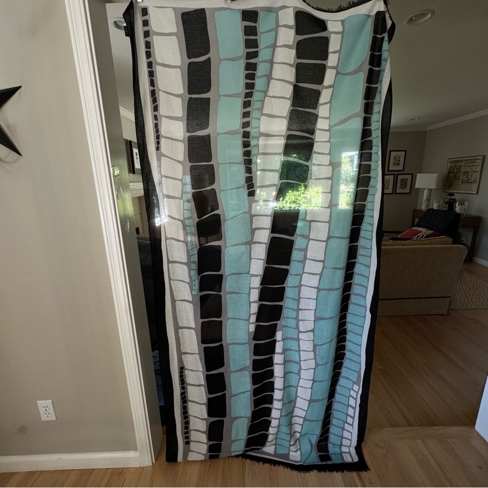 MIR Oversized Graphic Bold Patterned Scarf Wrap Shawl Sarong Coverup 100% Cotton - Picture 9 of 16